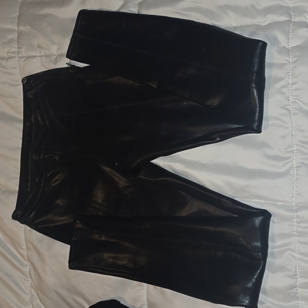 Black leather leggings